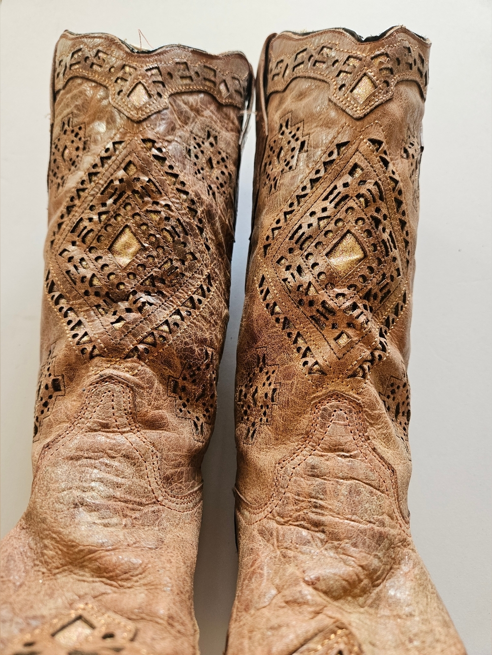 Corral Women's Glitter Inlay Western Boots Snip Toe Cognac, Size 6.5 - Picture 5 of 14